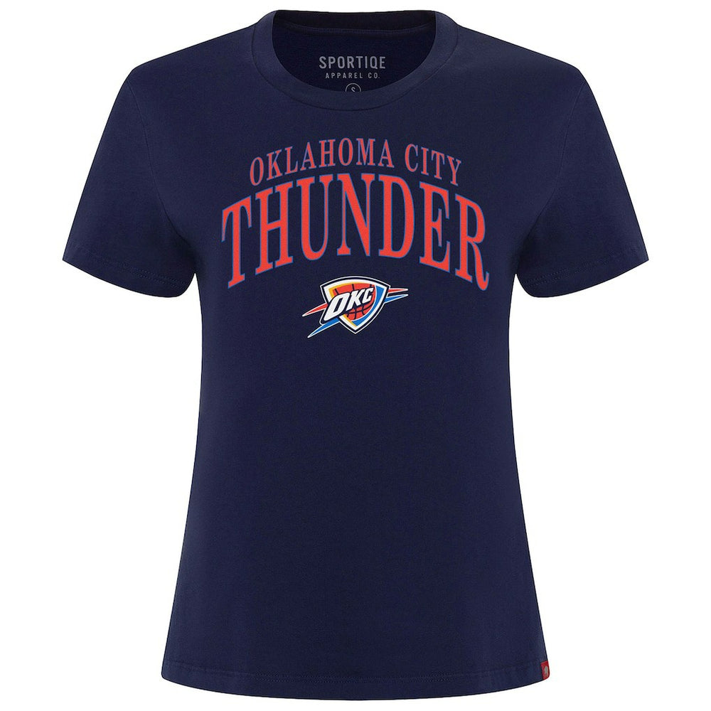 Navy Oklahoma City Thunder Sportiqe Women's Arcadia Boxy T-Shirt | NBA