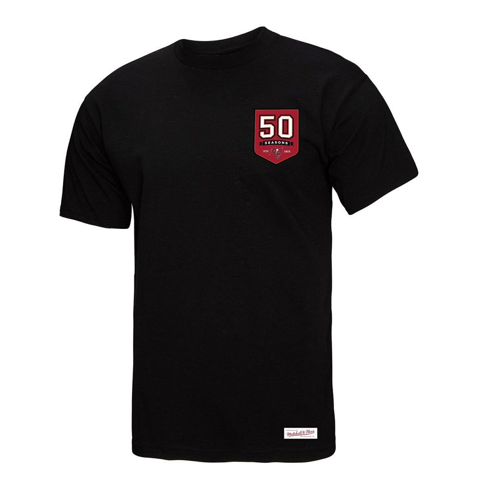 Tampa Bay Buccaneers Women's 50th Anniversary Shield Oversized Boyfriend T-Shirt | NFL Online