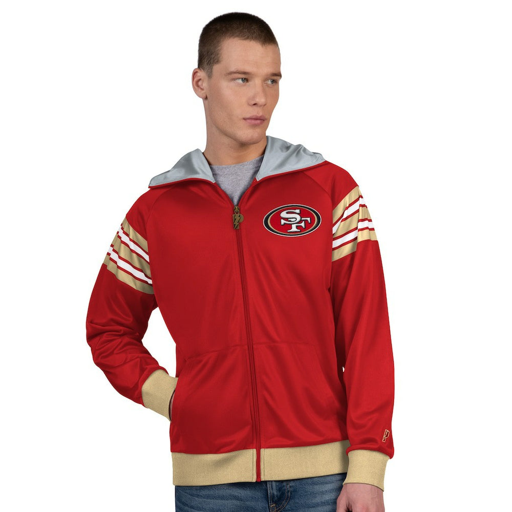 San Francisco 49ers Pro Player Helmet Full-Zip Hooded Track Jacket | NFL Outlet