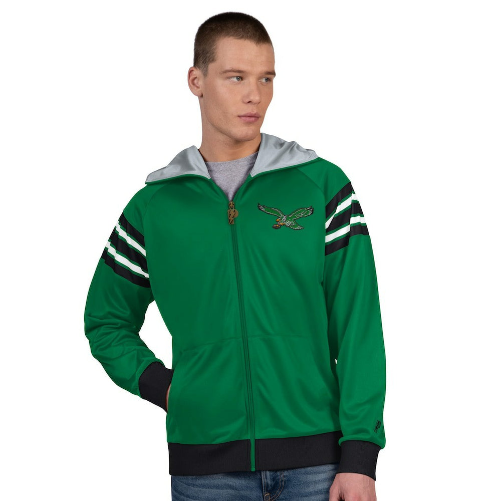 Philadelphia Eagles Pro Player Retro Helmet Full-Zip Hooded Track Jacket | NFL Outlet