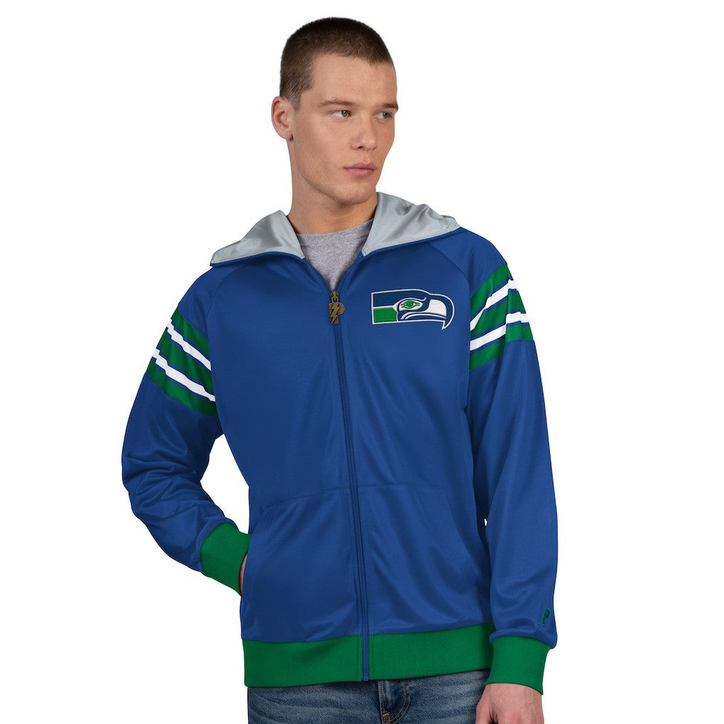 Seattle Seahawks Pro Player Retro Helmet Full-Zip Hooded Track Jacket | NFL New