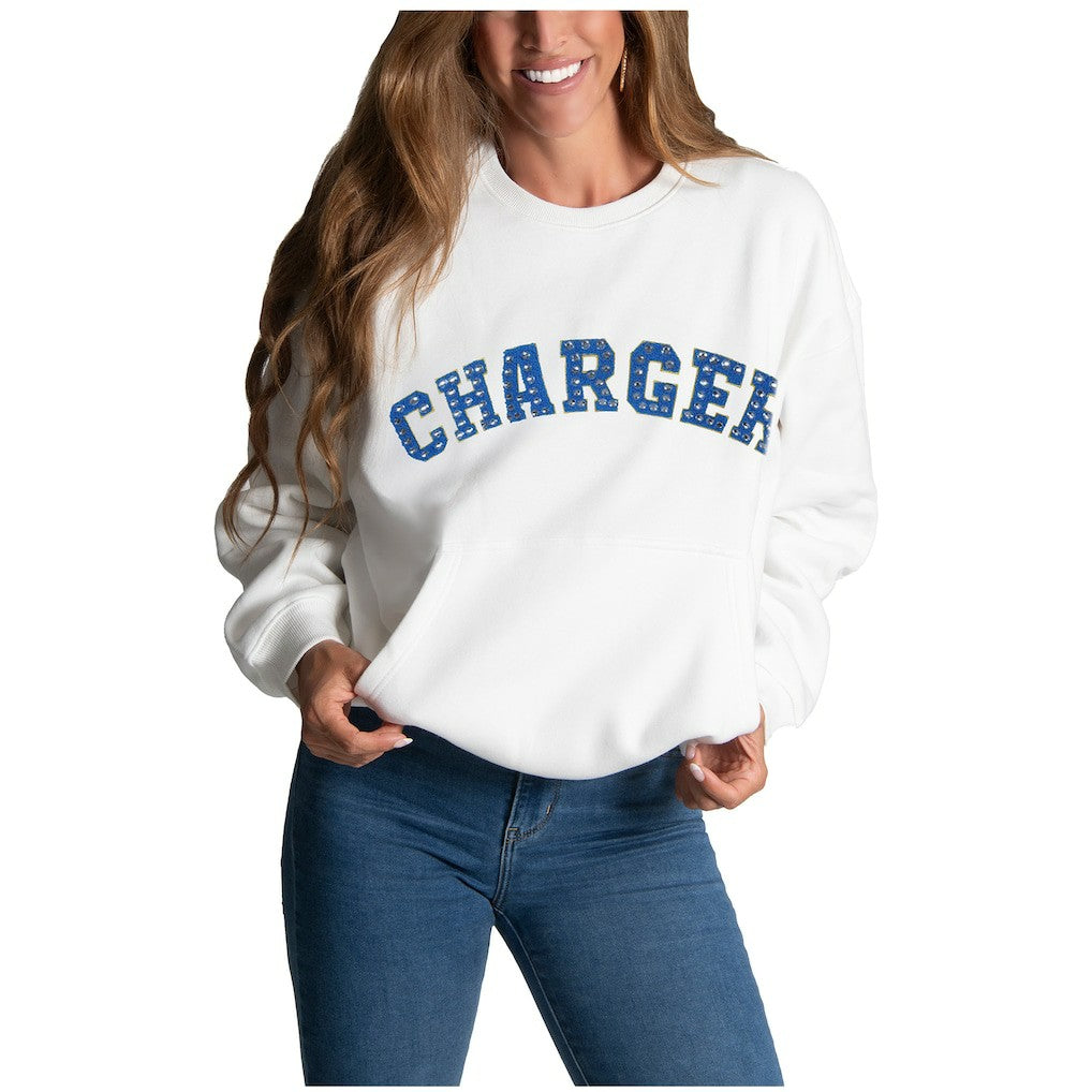 Los Angeles Chargers Cuce Women's Chenille Jeweled Sweatshirt | NFL Online