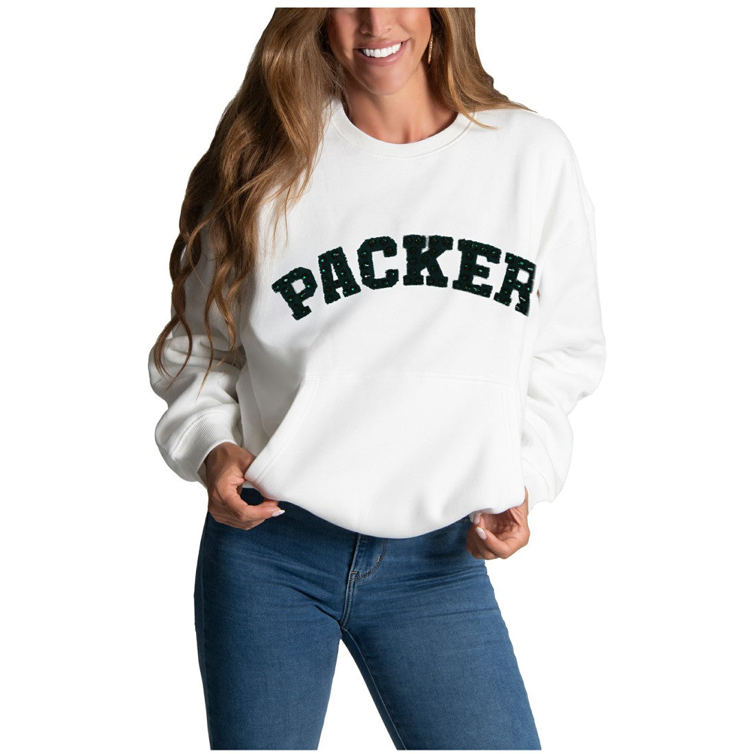 Green Bay Packers Cuce Women's Chenille Jeweled Sweatshirt | NFL New