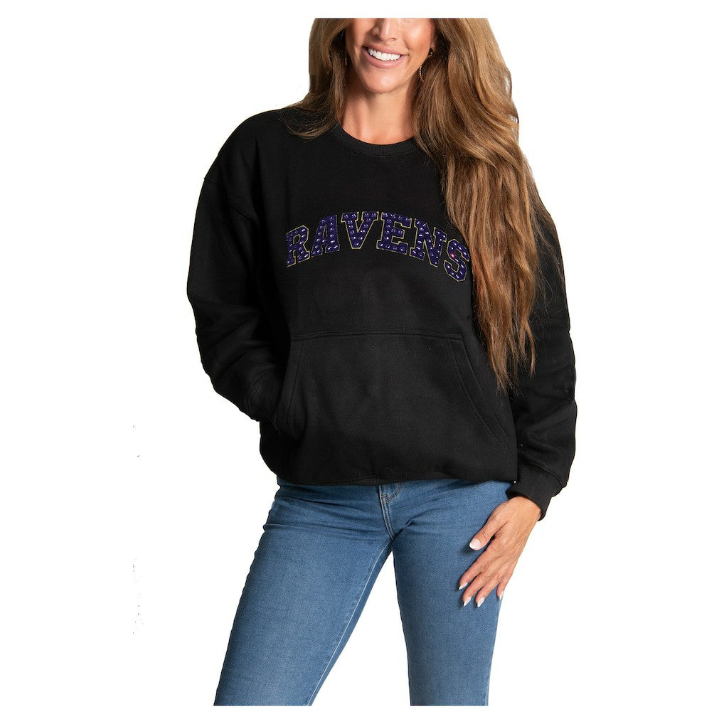 Baltimore Ravens Cuce Women's Chenille Jeweled Sweatshirt | NFL Near me