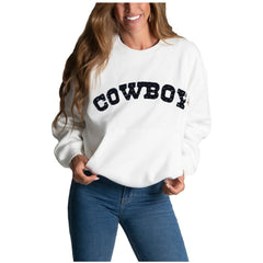 Dallas Cowboys Cuce Women's Chenille Jeweled Sweatshirt | NFL Online
