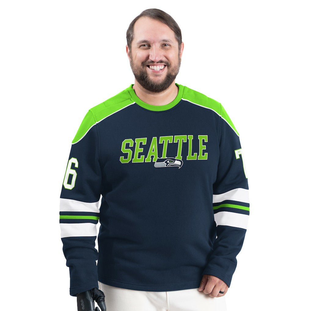 Seattle Seahawks G-III Sports by Carl Banks Adaptive Lord Stanley Crewneck Sweatshirt | NFL New