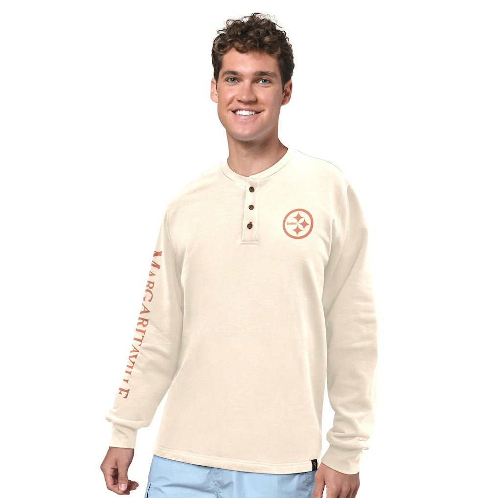 Pittsburgh Steelers Margaritaville Five O'Clock Henley Long Sleeve T-Shirt | NFL US