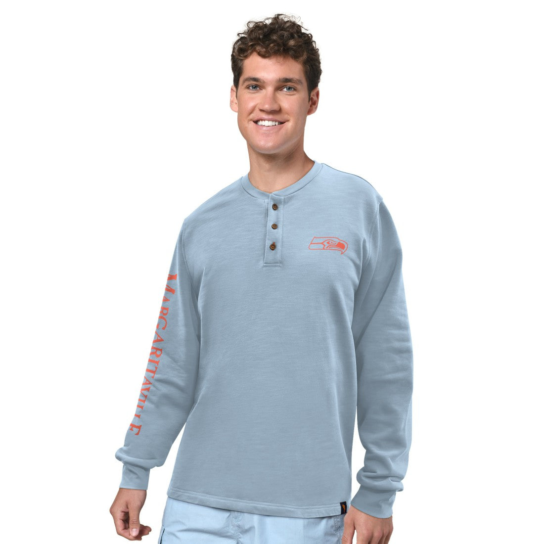 Seattle Seahawks Margaritaville Five O'Clock Henley Long Sleeve T-Shirt | NFL New