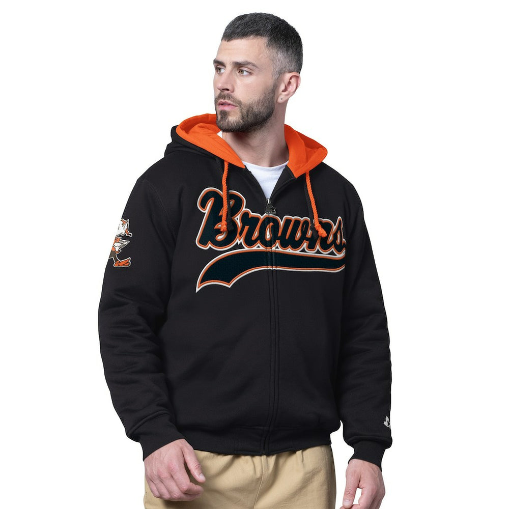Cleveland Browns Starter Big Shot Throwback Full-Zip Double Hooded Jacket | NFL On sale