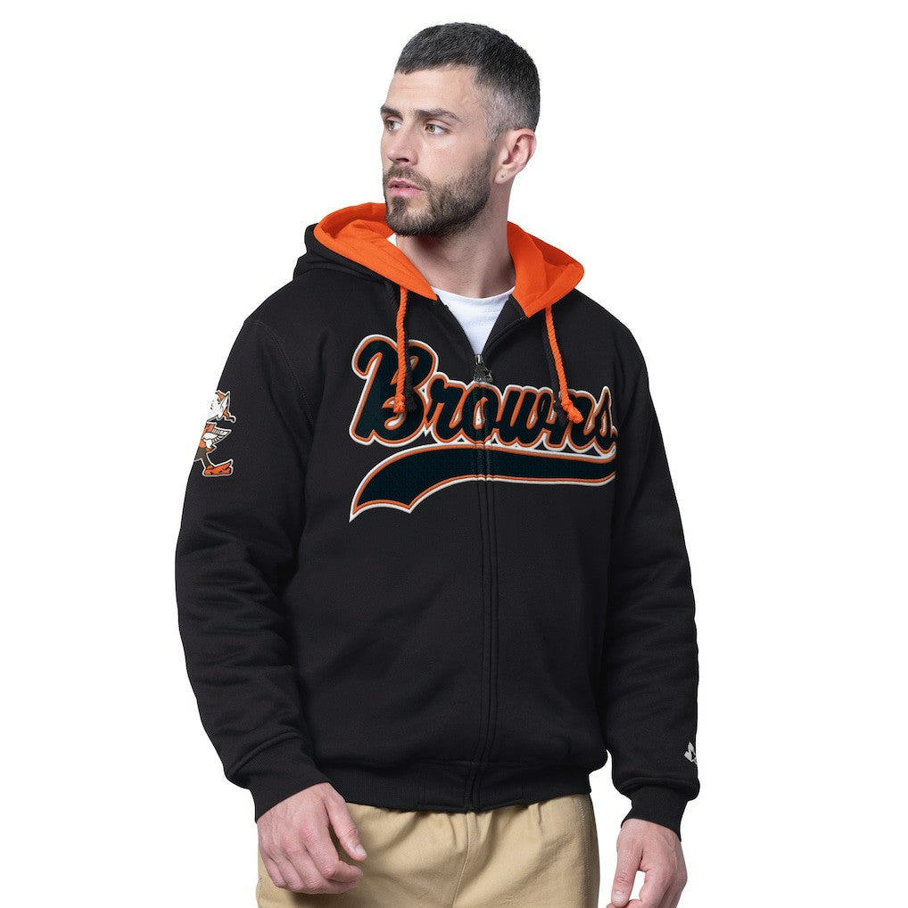 Cleveland Browns Starter Big Shot Throwback Full-Zip Double Hooded Jacket | NFL On sale