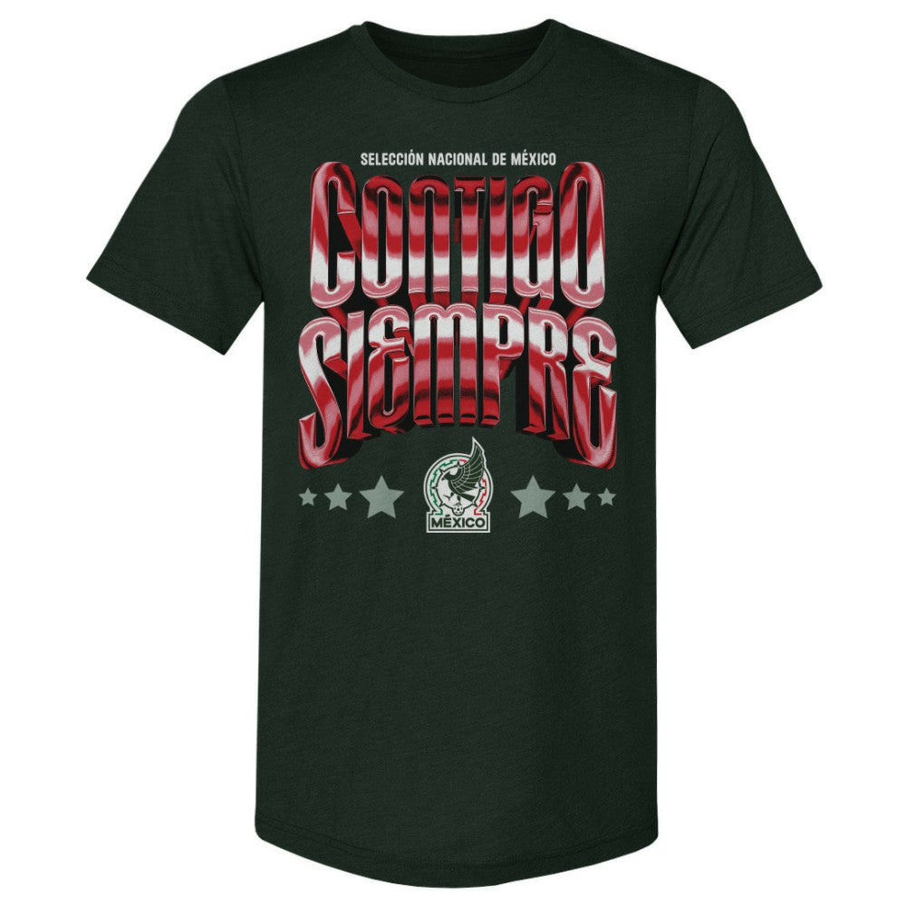 Mexico National Team 500 Level Contigo Siempre Vintage Premium Tri-Blend T-Shirt for sale - Forest Green