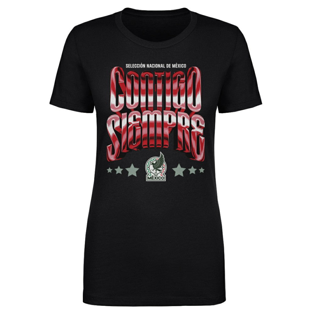 Mexico National Team 500 Level Women's Contigo Siempre Vintage T-Shirt for sale - Black
