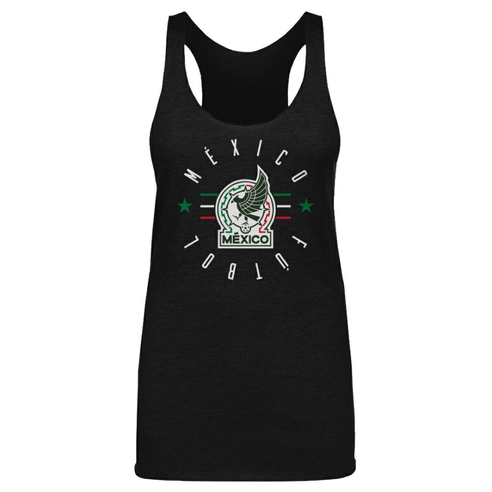 Mexico National Team 500 Level Women's  Futbol Tri-Blend Racerback Tank Top for sale - Black