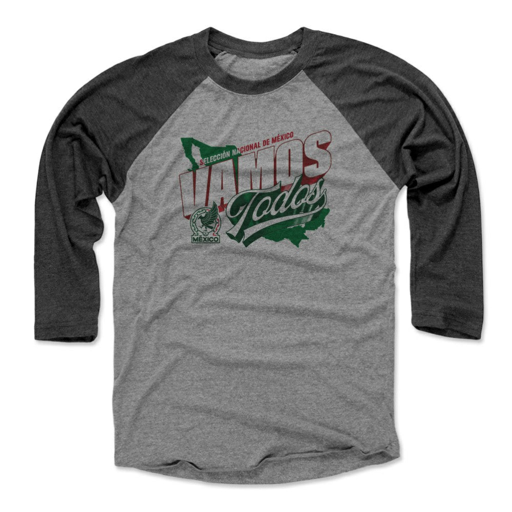 Mexico National Team 500 Level Vamos Todos Country 3/4-Sleeve Tri-Blend Baseball T-Shirt for sale - Black/Heather Gray