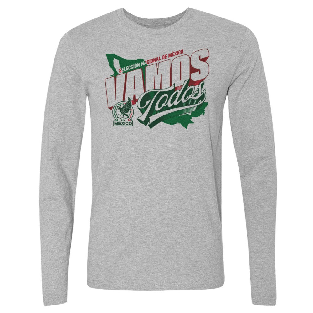 Mexico National Team 500 Level Vamos Todos Country Long Sleeve T-Shirt for sale - Heather Gray