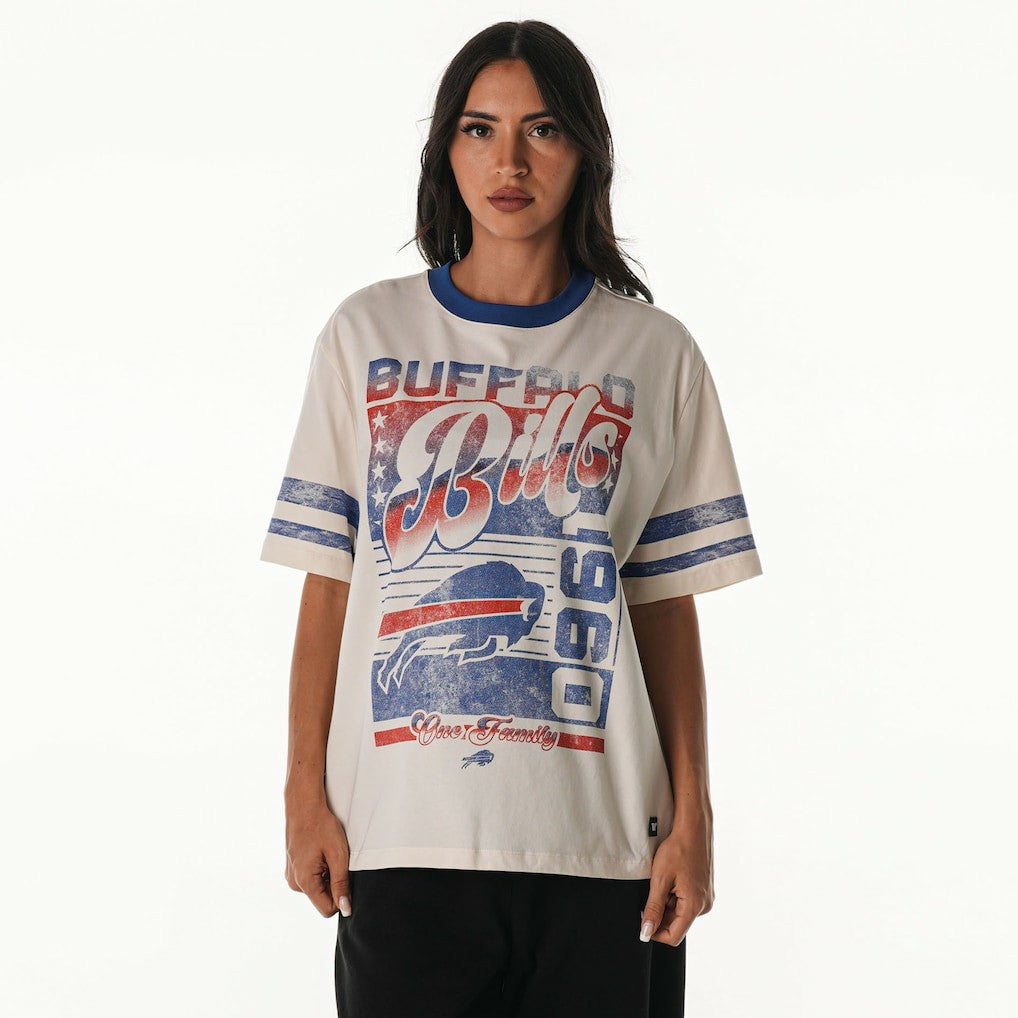 Buffalo Bills The Wild Collective Women's Vintage Drop Shoulder Oversized Boyfriend T-Shirt | NFL Outlet