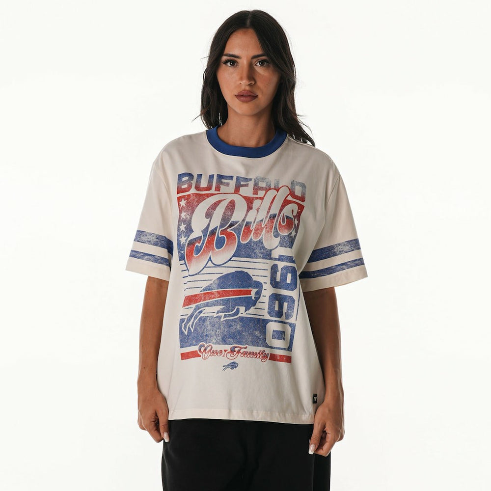 Buffalo Bills The Wild Collective Women's Vintage Drop Shoulder Oversized Boyfriend T-Shirt | NFL Outlet