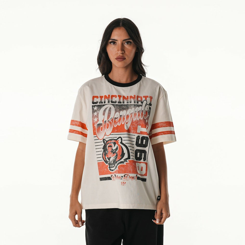 Cincinnati Bengals The Wild Collective Women's Vintage Drop Shoulder Oversized Boyfriend T-Shirt | NFL On sale