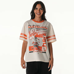 Cleveland Browns The Wild Collective Women's Vintage Drop Shoulder Oversized Boyfriend T-Shirt | NFL Discount