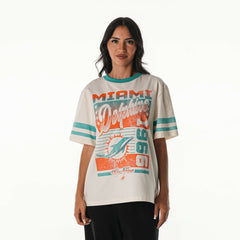 Miami Dolphins The Wild Collective Women's Vintage Drop Shoulder Oversized Boyfriend T-Shirt | NFL Sale