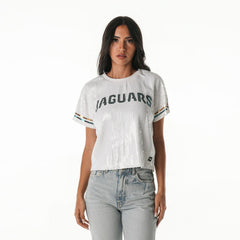 Jacksonville Jaguars The Wild Collective Women's Rhinestone Sequin Cropped T-Shirt | NFL Near me