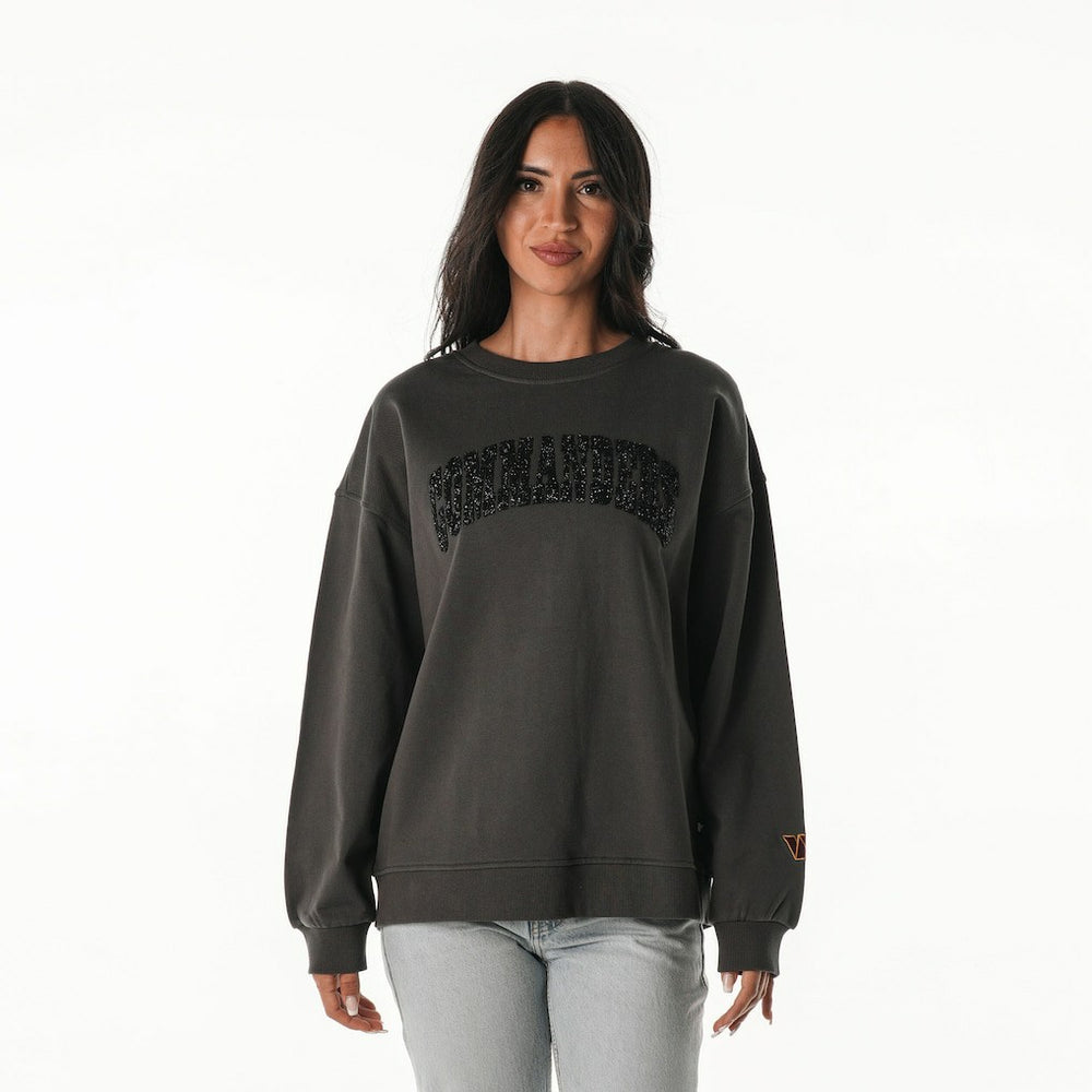 Washington Commanders The Wild Collective Women's Rock Crystal Oversized Crewneck Sweatshirt | NFL Outlet