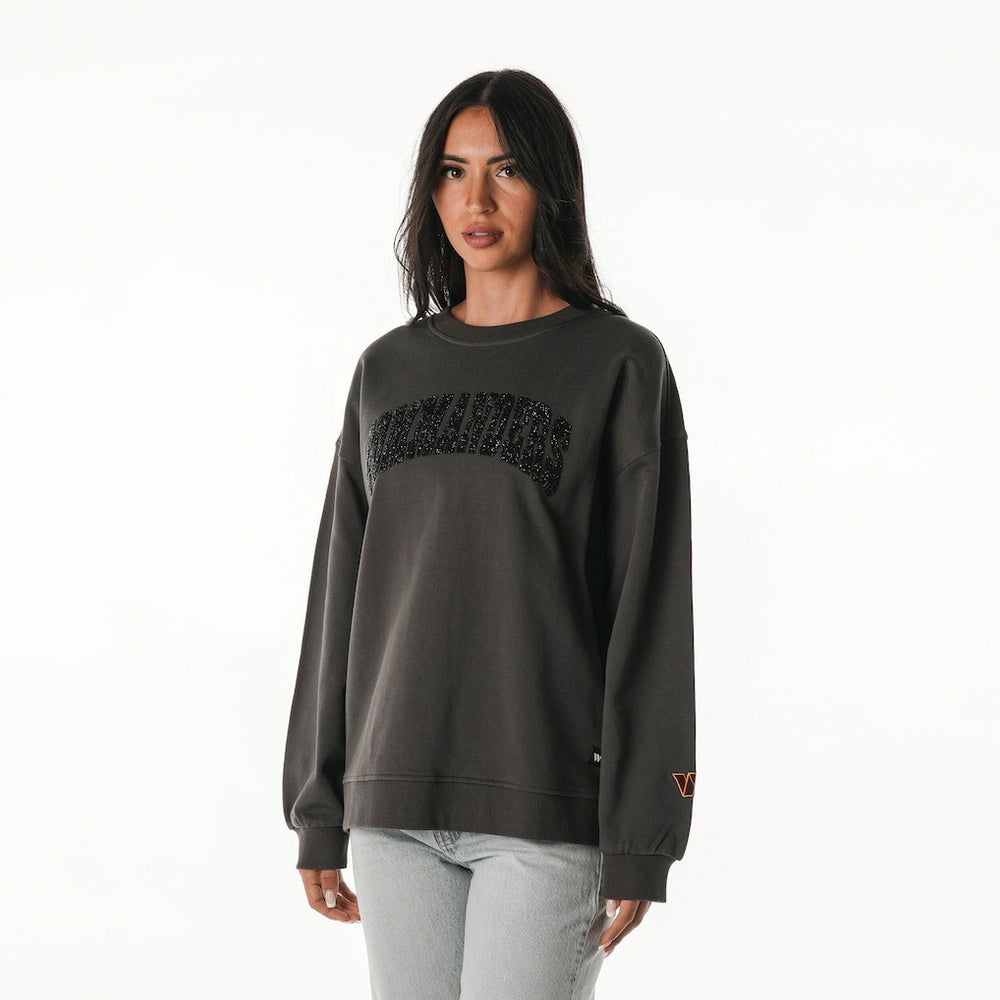 Washington Commanders The Wild Collective Women's Rock Crystal Oversized Crewneck Sweatshirt | NFL Outlet