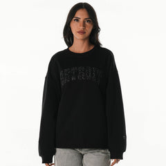 Detroit Lions The Wild Collective Women's Rock Crystal Oversized Crewneck Sweatshirt | NFL Outlet