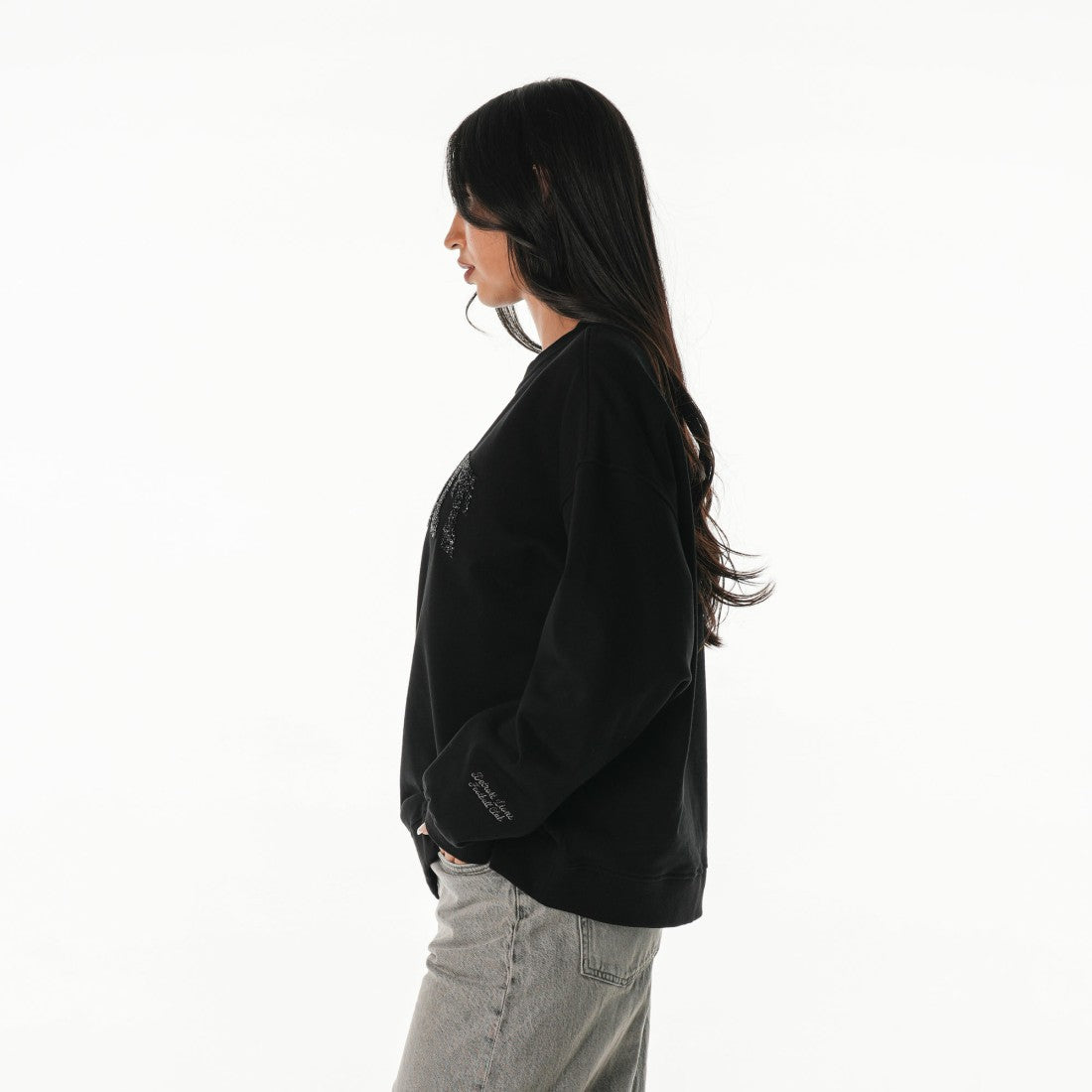 Detroit Lions The Wild Collective Women's Rock Crystal Oversized Crewneck Sweatshirt | NFL Outlet