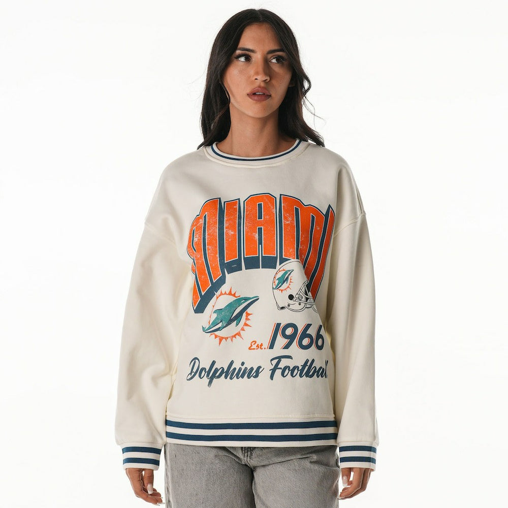 Miami Dolphins The Wild Collective Women's Oversized Vintage French Terry Sweatshirt | NFL On sale