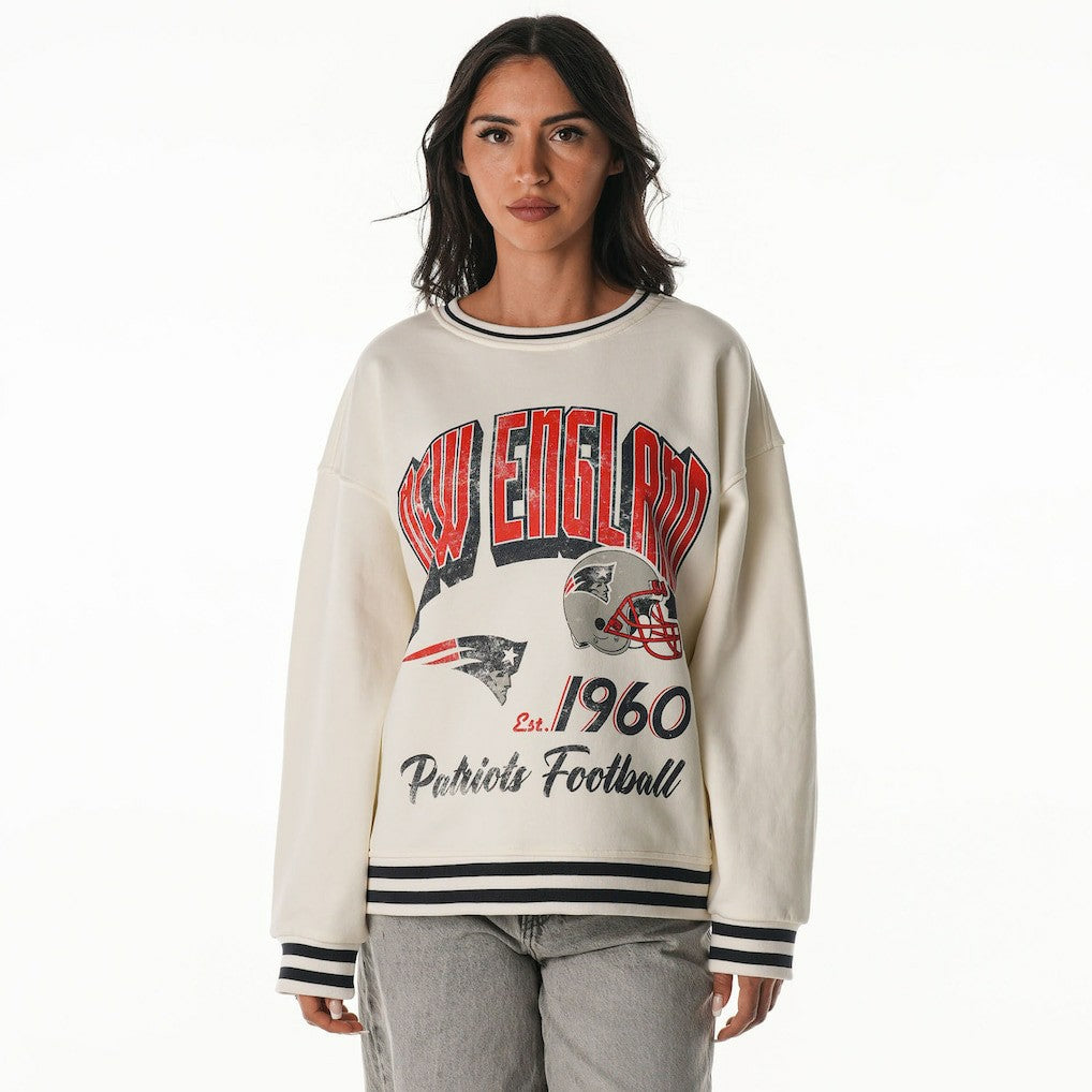 New England Patriots The Wild Collective Women's Oversized Vintage French Terry Sweatshirt | NFL Outlet