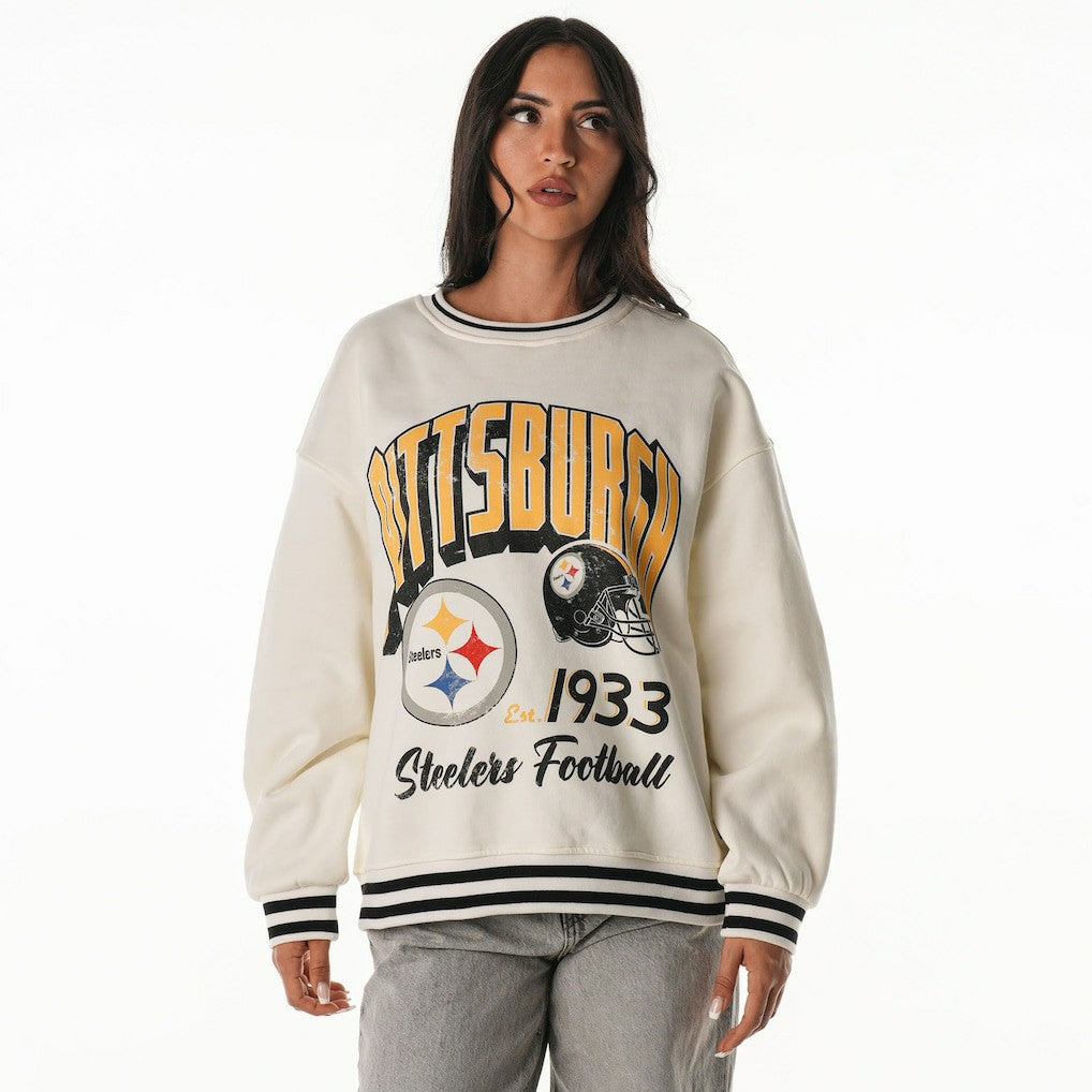 Pittsburgh Steelers The Wild Collective Women's Oversized Vintage French Terry Sweatshirt | NFL US