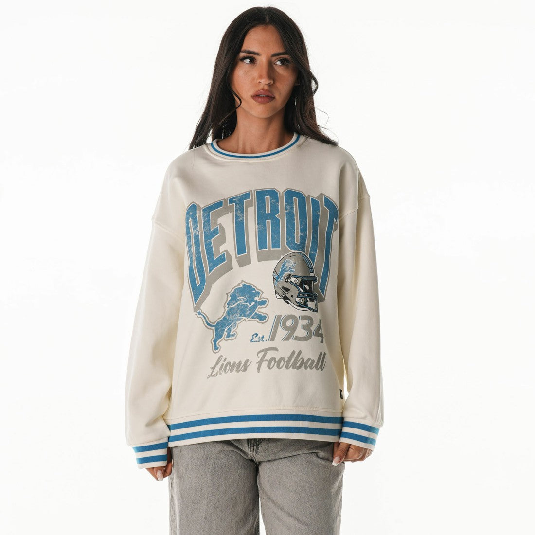 Detroit Lions The Wild Collective Women's Oversized Vintage French Terry Sweatshirt | NFL Sale