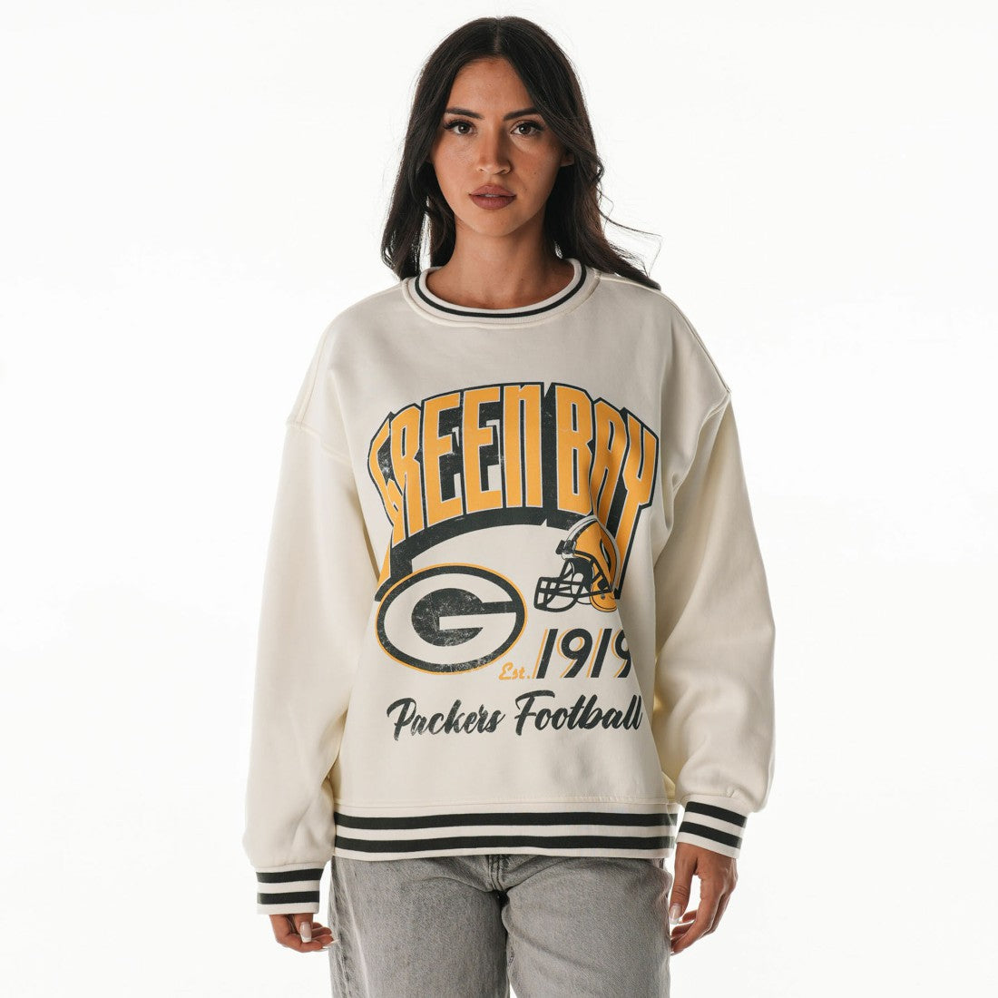 Green Bay Packers The Wild Collective Women's Oversized Vintage French Terry Sweatshirt | NFL Hot