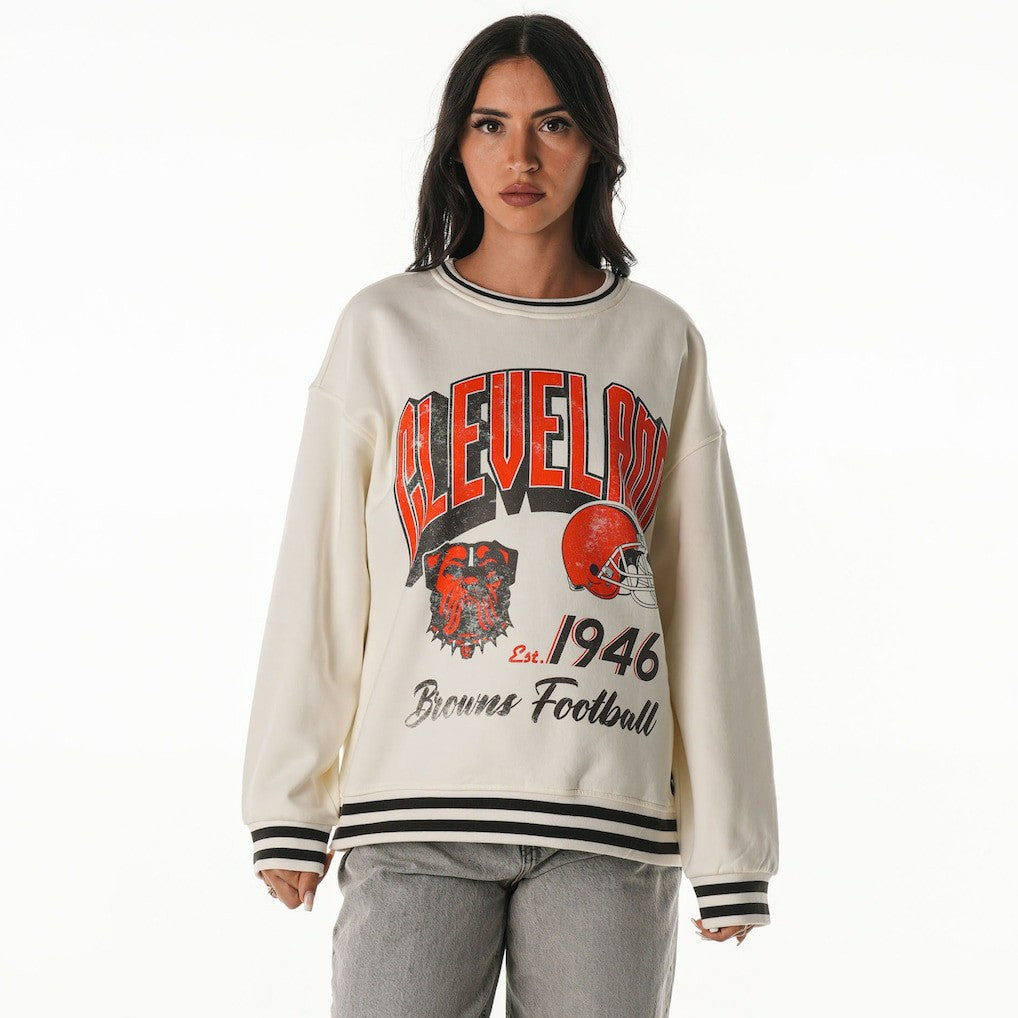 Cleveland Browns The Wild Collective Women's Oversized Vintage French Terry Sweatshirt | NFL Hot