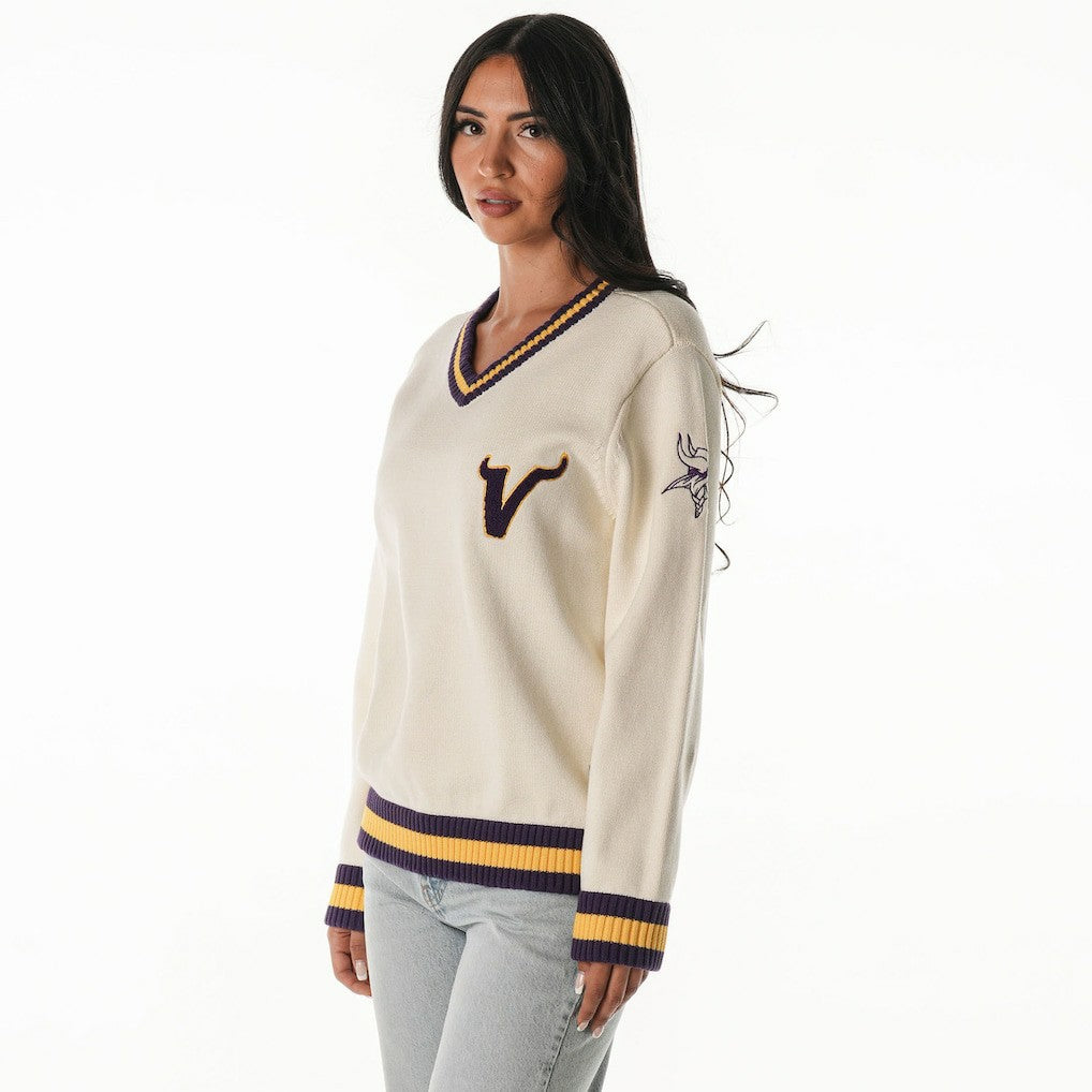 Minnesota Vikings The Wild Collective Women's Jacquard V-Neck Sweater | NFL Online