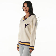 Minnesota Vikings The Wild Collective Women's Jacquard V-Neck Sweater | NFL Online