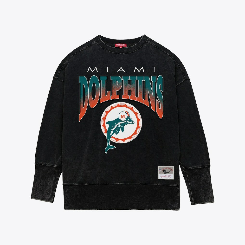 Miami Dolphins Women's Delineate Mineral Wash Crewneck Sweatshirt | NFL Discount
