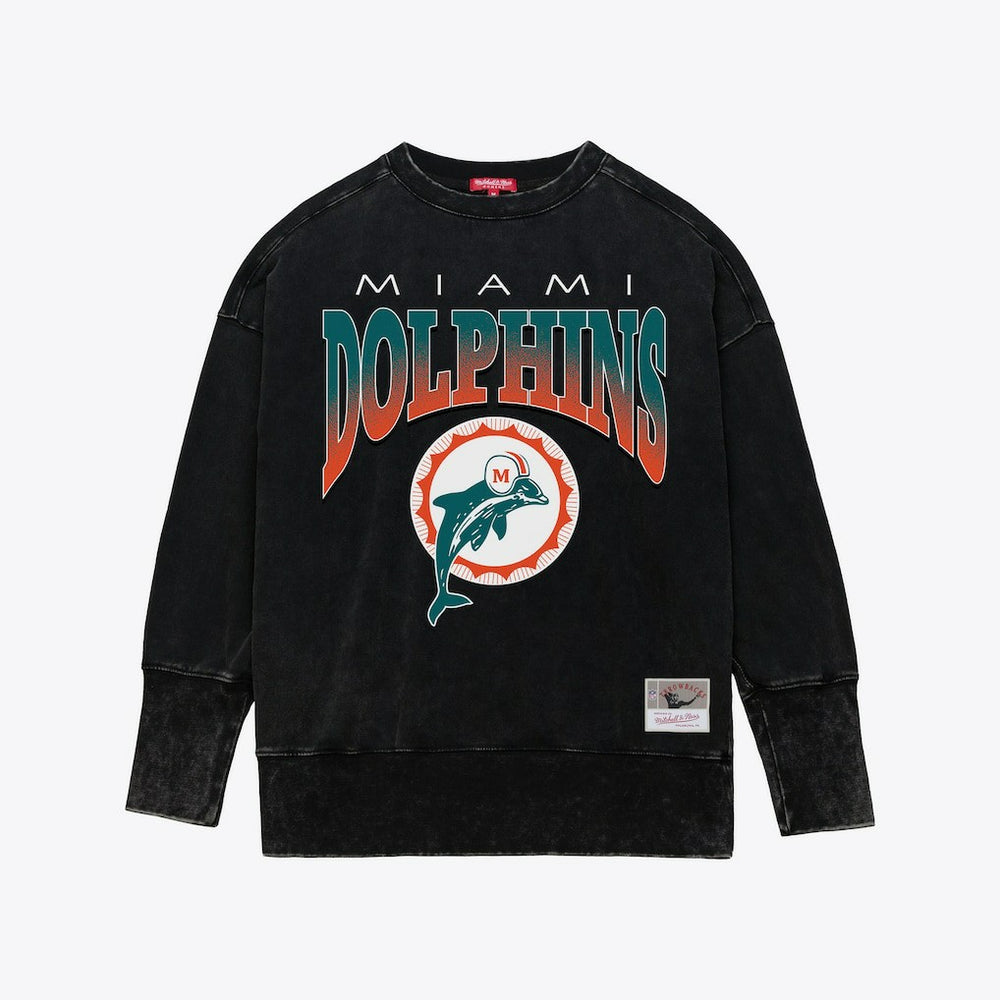 Miami Dolphins Women's Delineate Mineral Wash Crewneck Sweatshirt | NFL Discount