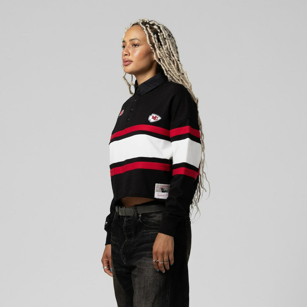 Kansas City Chiefs Women's Cropped Long Sleeve Rugby Polo | NFL Sale