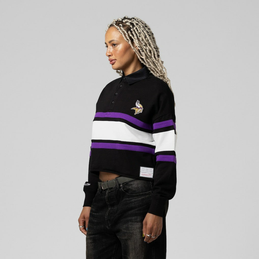 Minnesota Vikings Women's Cropped Long Sleeve Rugby Polo | NFL Hot