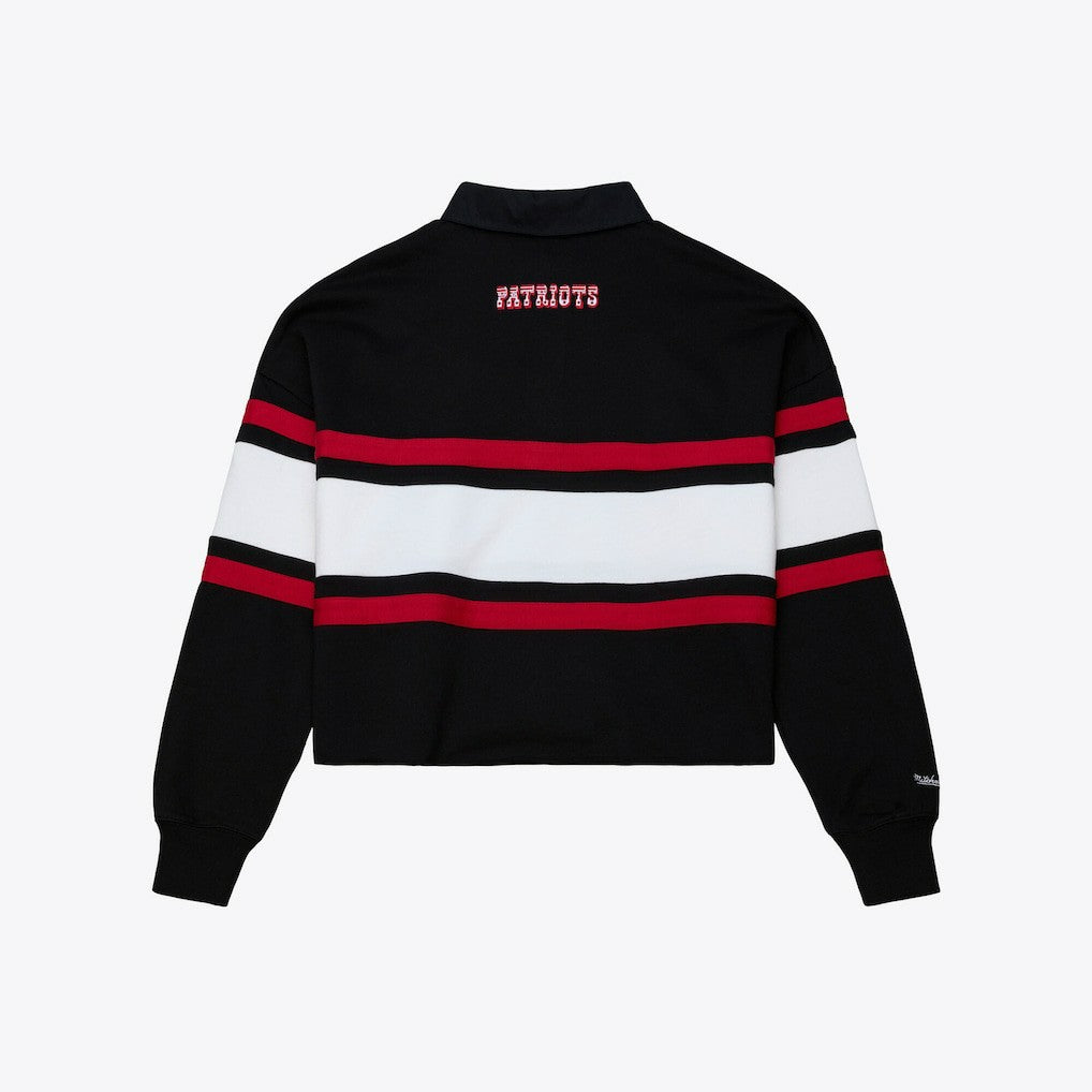 New England Patriots Women's Throwback Cropped Long Sleeve Rugby Polo | NFL US
