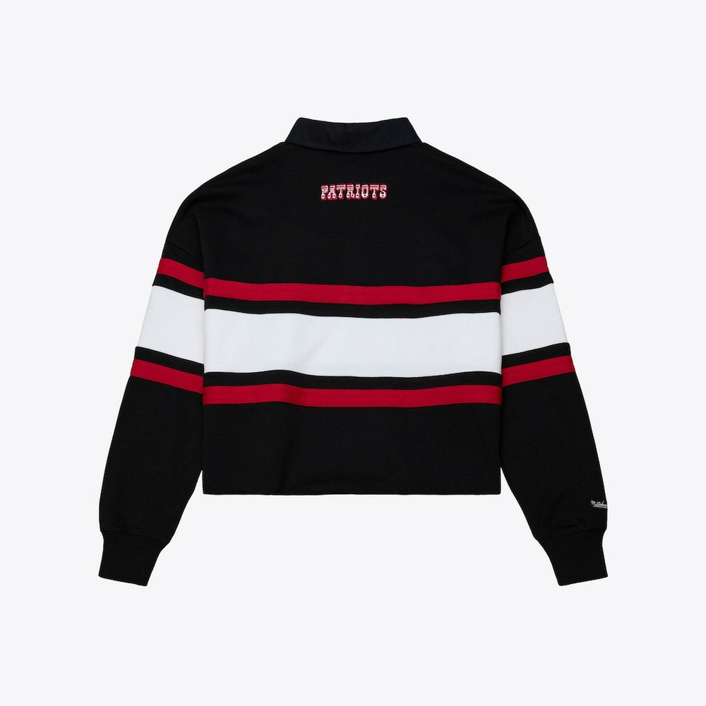 New England Patriots Women's Throwback Cropped Long Sleeve Rugby Polo | NFL US
