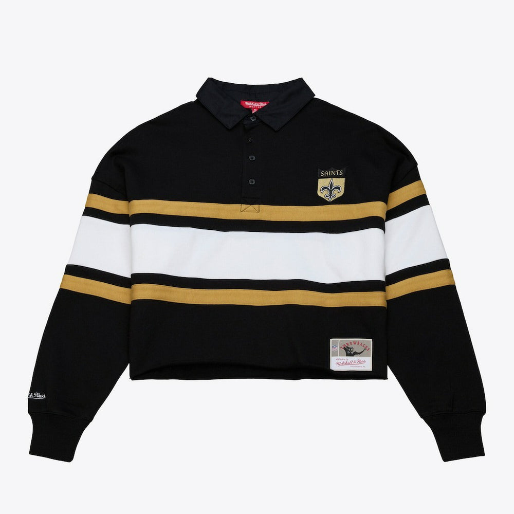 New Orleans Saints Women's Cropped Long Sleeve Rugby Polo | NFL Sale