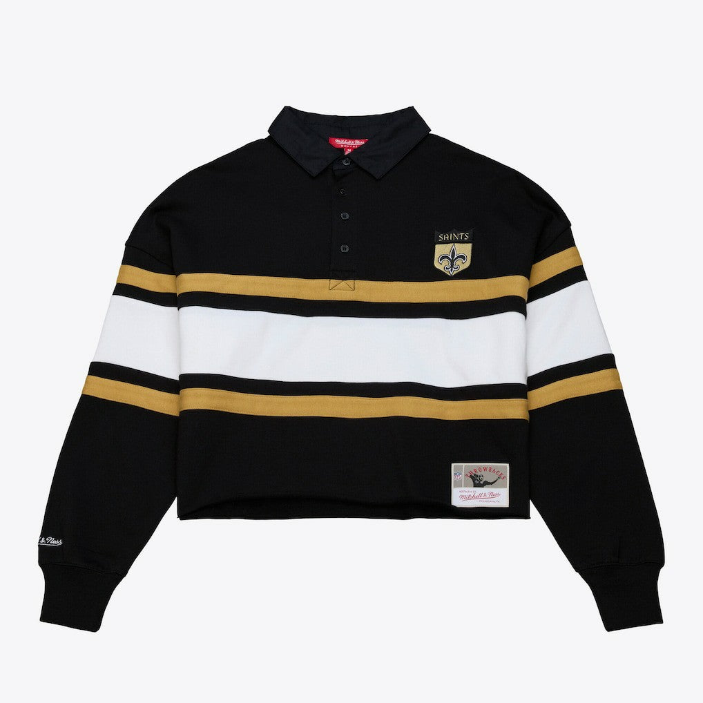 New Orleans Saints Women's Cropped Long Sleeve Rugby Polo | NFL Sale