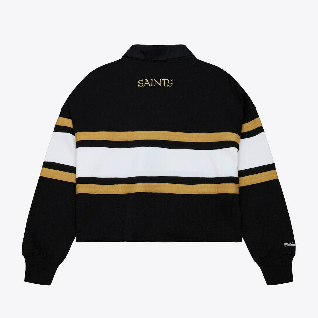 New Orleans Saints Women's Cropped Long Sleeve Rugby Polo | NFL Sale