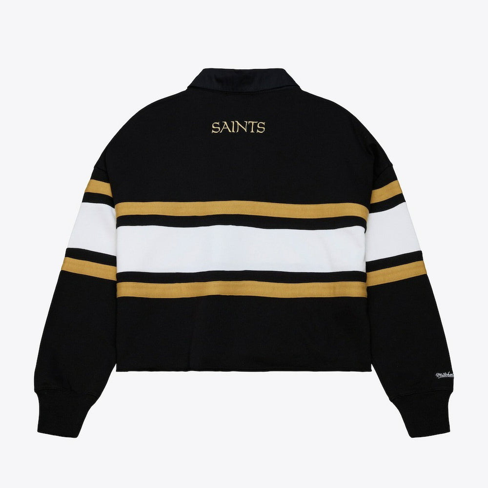 New Orleans Saints Women's Cropped Long Sleeve Rugby Polo | NFL Sale