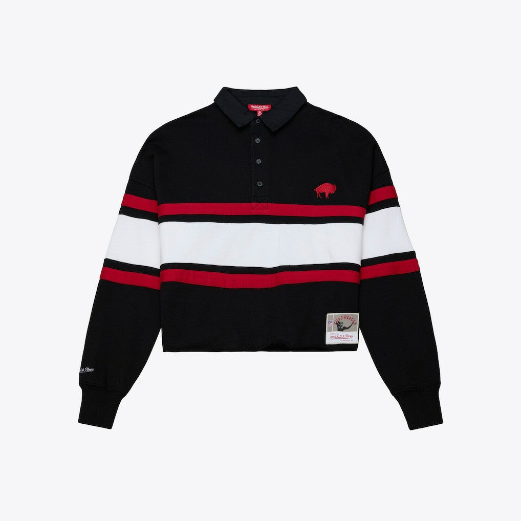 Buffalo Bills Women's Throwback Cropped Long Sleeve Rugby Polo | NFL US