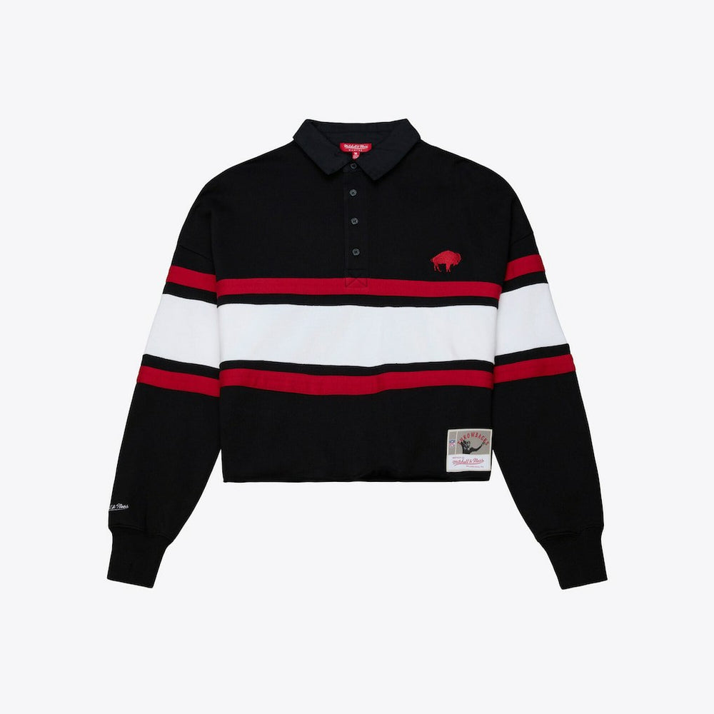 Buffalo Bills Women's Throwback Cropped Long Sleeve Rugby Polo | NFL US