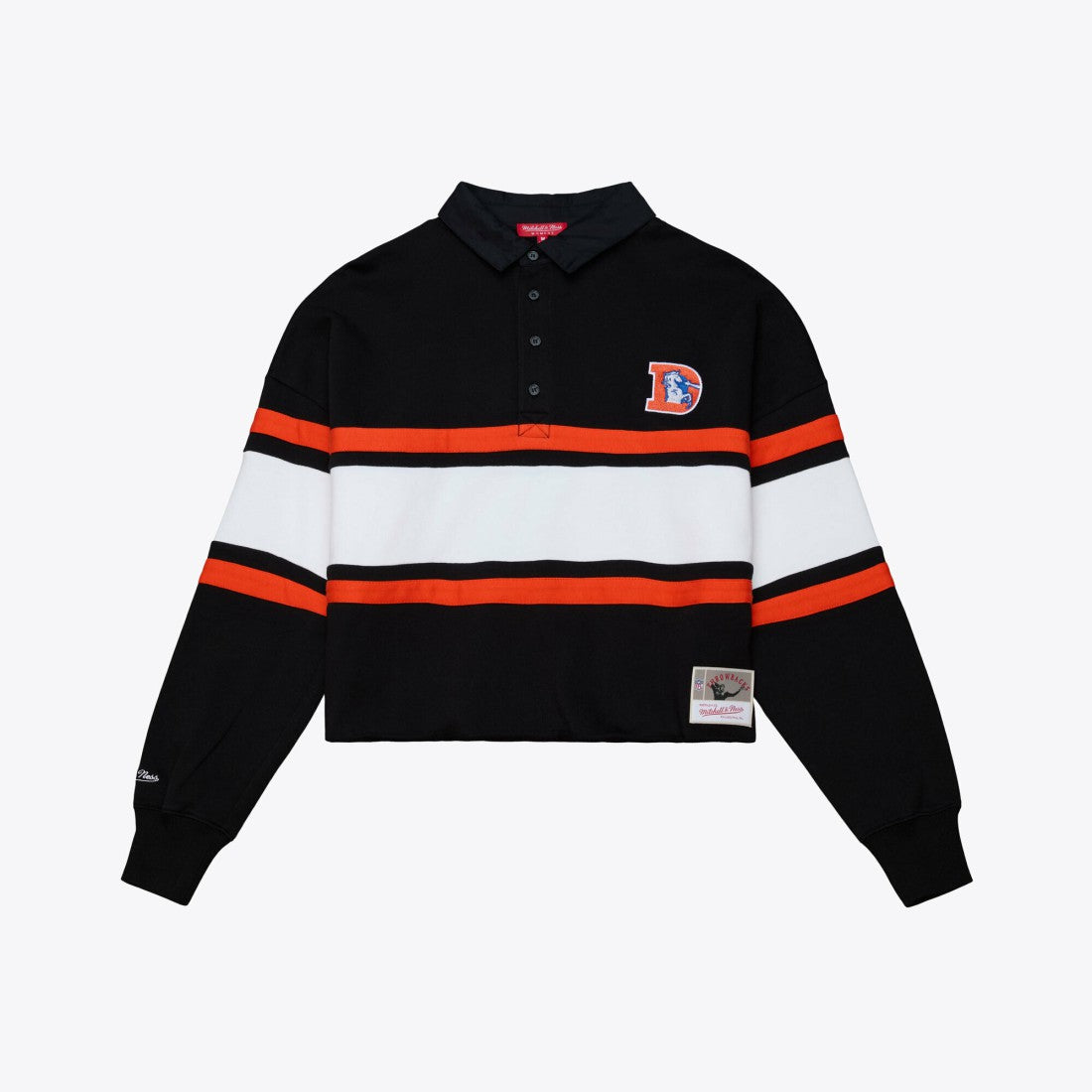 Denver Broncos Women's Throwback Cropped Long Sleeve Rugby Polo | NFL New